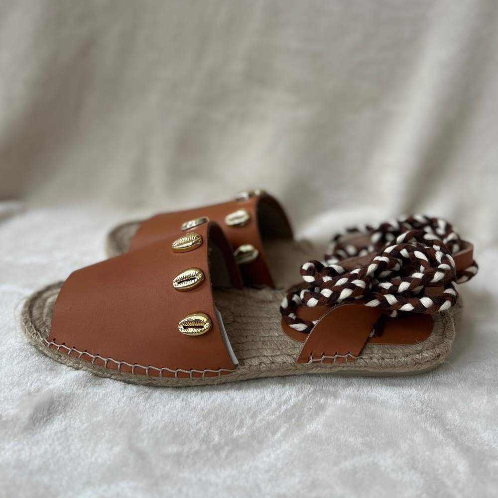NEW Size 11 Womens Free People Strappy Brown Leather Wander Wrap Espadrilles - Picture 4 of 8